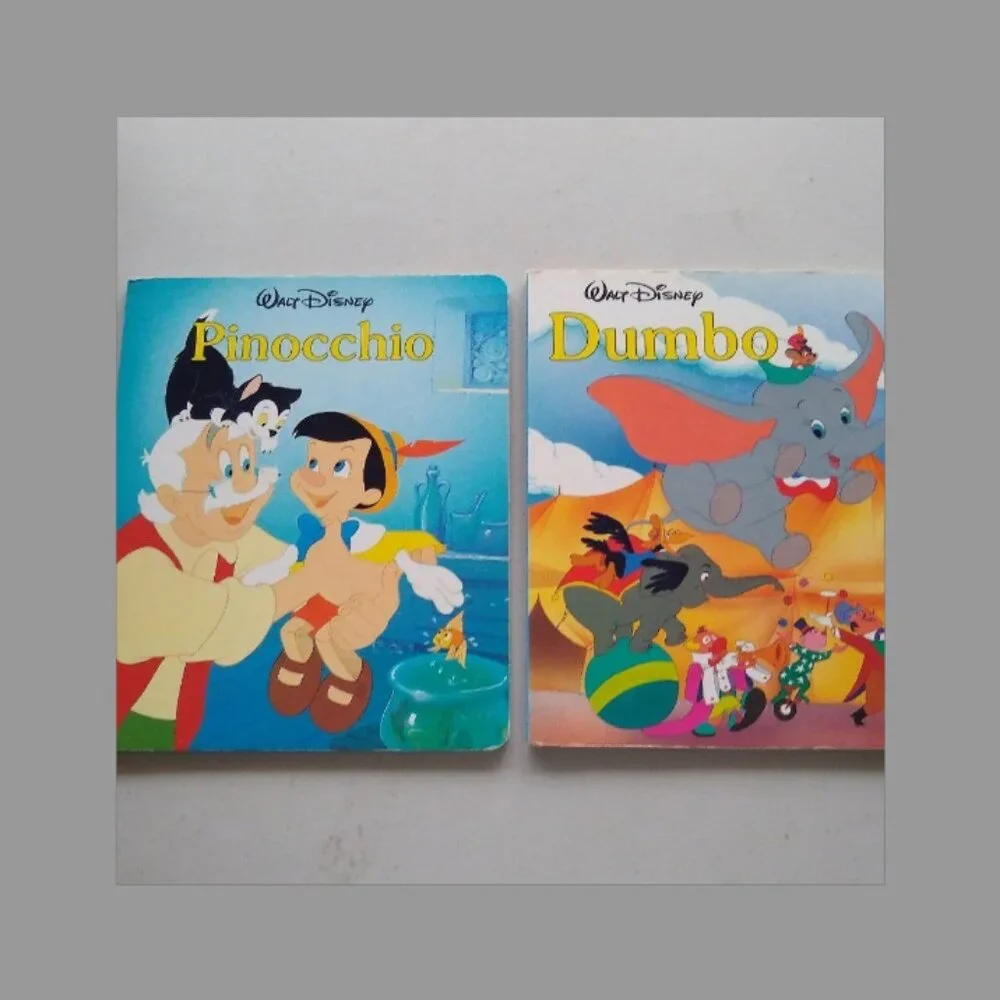 Walt Disney Twin Books Pinocchio + Dumbo + 101 Dalmatians 1987 Vintage